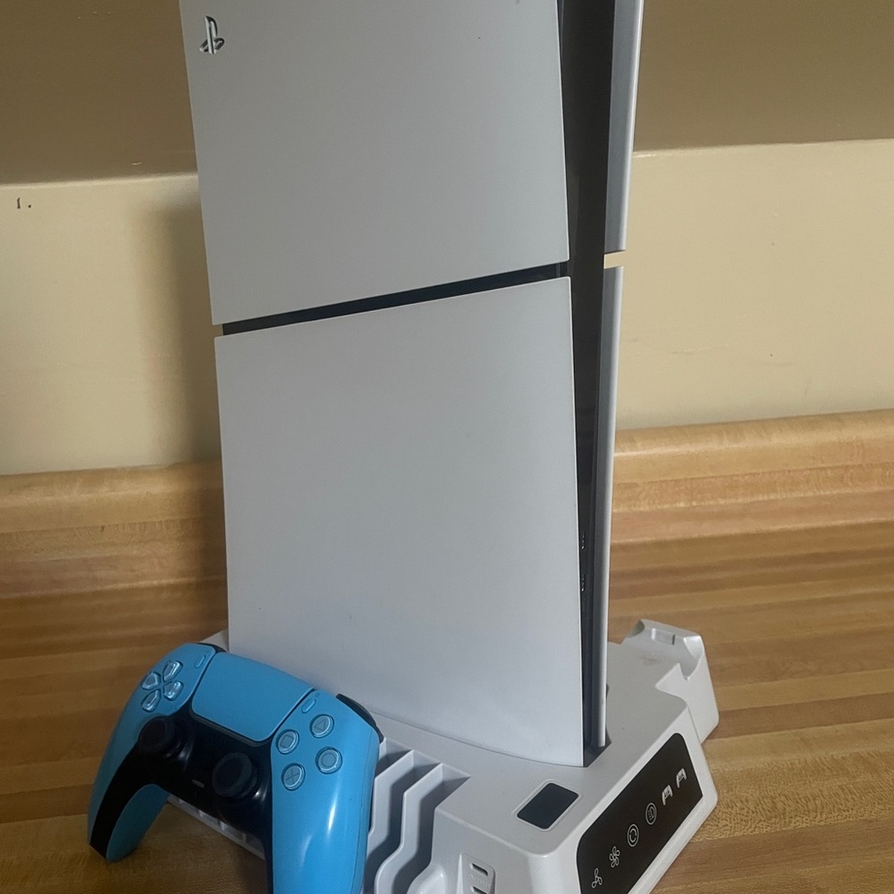 Sony White and Blue Console for Ultimate Gaming Experience